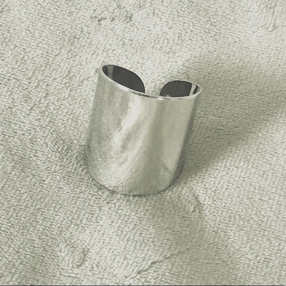 Stainless Steel Wide Cuff Style Ring, Size 9